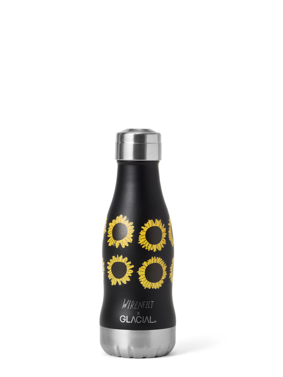 Water Bottle Flower Power Black 280ml