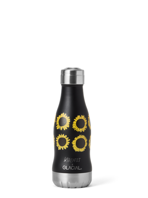 Water Bottle Flower Power Black 280ml